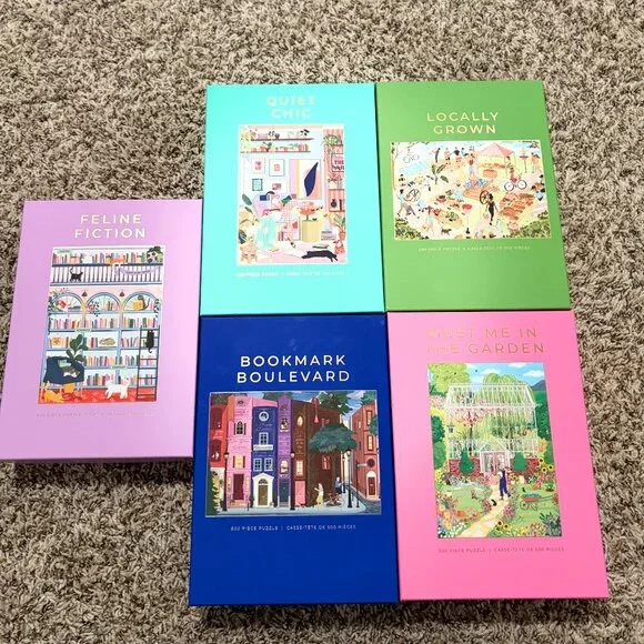 Set of 5 HOBBRY 500 Piece Quality Puzzles - Differently Collab Design Scenes - Picture 1 of 8